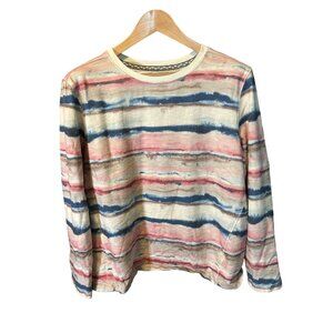 Orvis Striped Long Sleeve Crew Neck Shirt Size L Cotton Polyester Multicolor